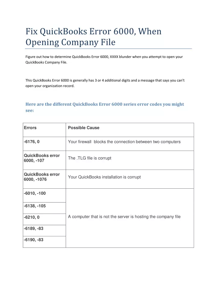 fix quickbooks error 6000 when opening company