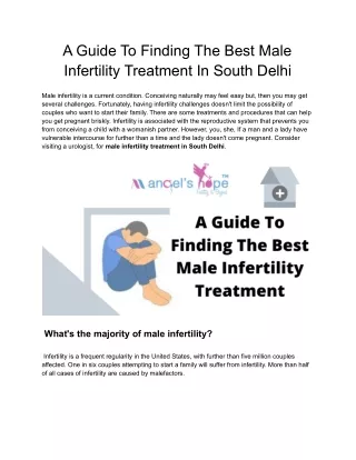 A Guide To Finding The Best Male Infertility Treatment In South Delhi