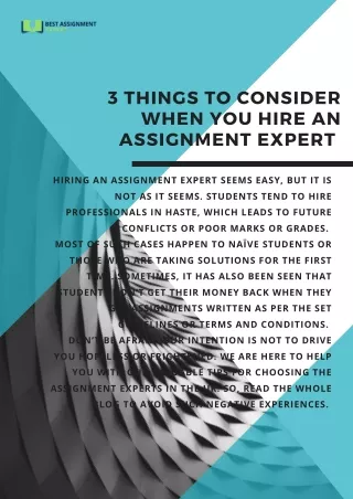 3 things to consider when you hire an assignment