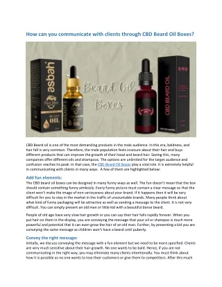 How can you communicate with clients through CBD Beard Oil Boxes
