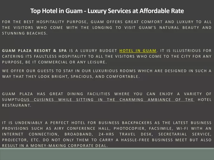 top hotel in guam luxury services at affordable rate