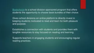 bookchoice is a school division sponsored program