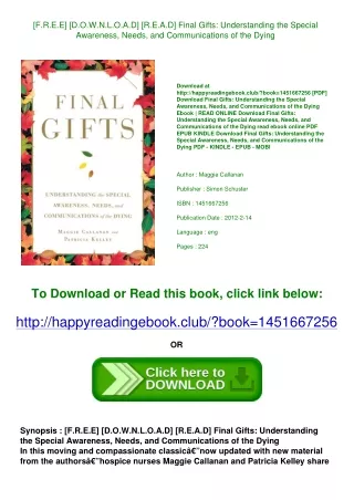 [F.R.E.E] [D.O.W.N.L.O.A.D] [R.E.A.D] Final Gifts Understanding the Special Awar