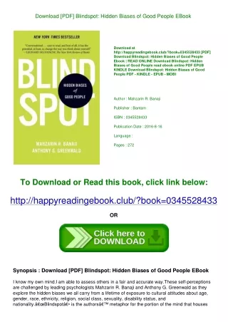 Download [PDF] Blindspot Hidden Biases of Good People EBook