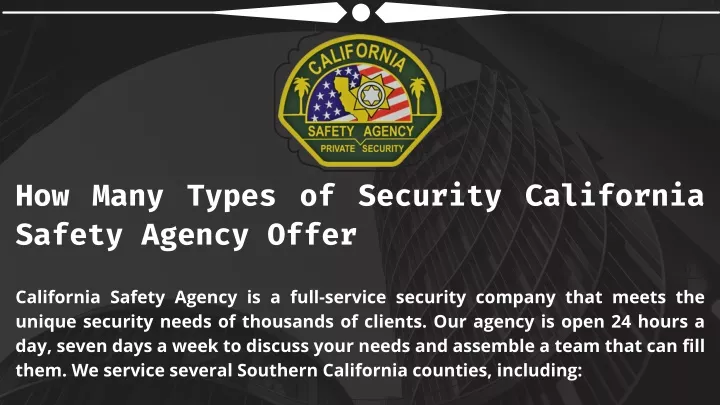 how many types of security california safety
