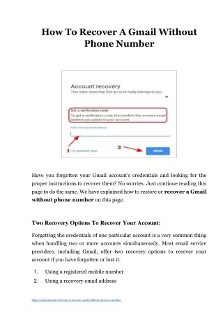 Fix To Recover Gmail Without Phone Number - Easy Steps