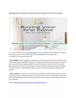 Buying your Home for the first time what you need to know