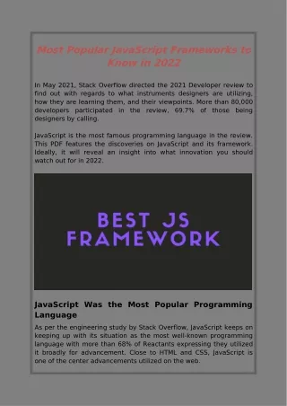 Most Popular JavaScript Frameworks to Know in 2022
