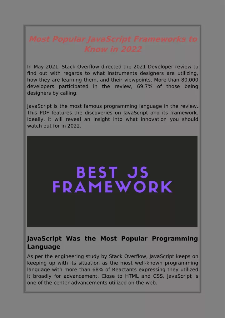 most popular javascript frameworks to know in 2022