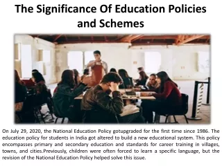 Educational Policies and Programs Have a Big Impact
