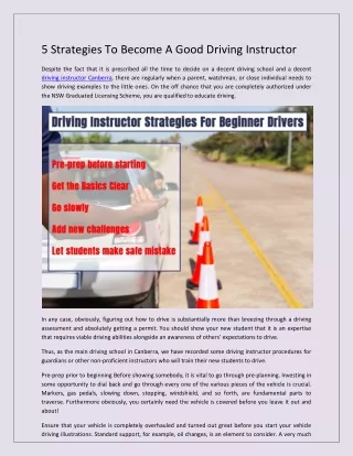 5 Strategies To Become Good Driving Instructor