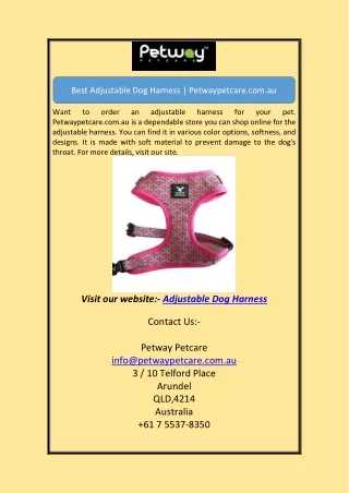 Best Adjustable Dog Harness | Petwaypetcare.com.au
