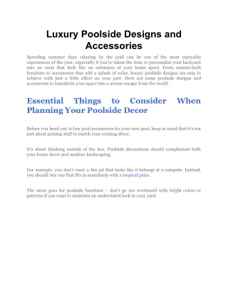 luxury poolside designs and accessories