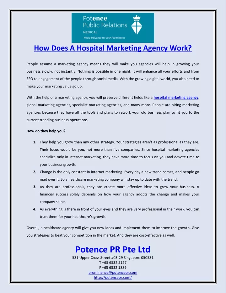 how does a hospital marketing agency work