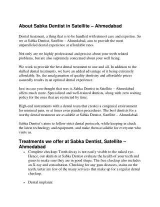 dentist in satellite | Ahmedabad