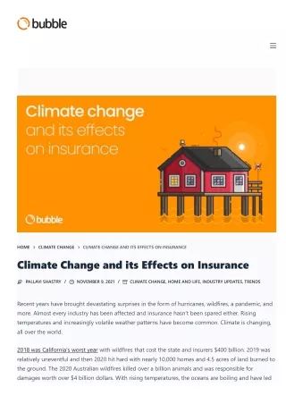 Climate change effects on insurance | home insurance | Bubble insurance
