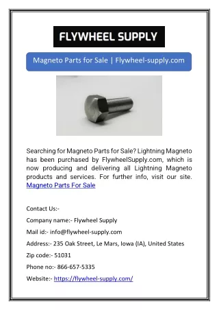 Magneto Parts for Sale | Flywheel-supply.com