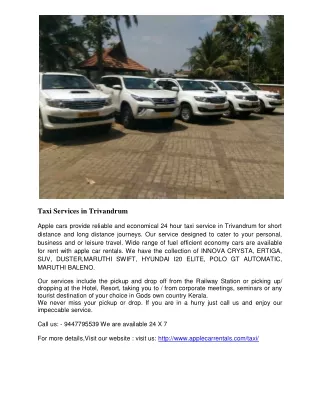 TAXI SERVICE IN TRIVANDRUM