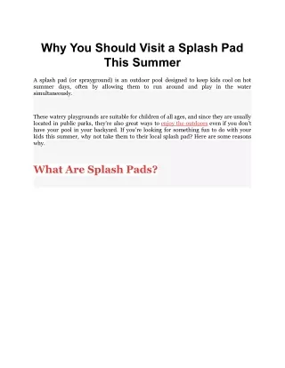 why you should visit a splash pad this summer