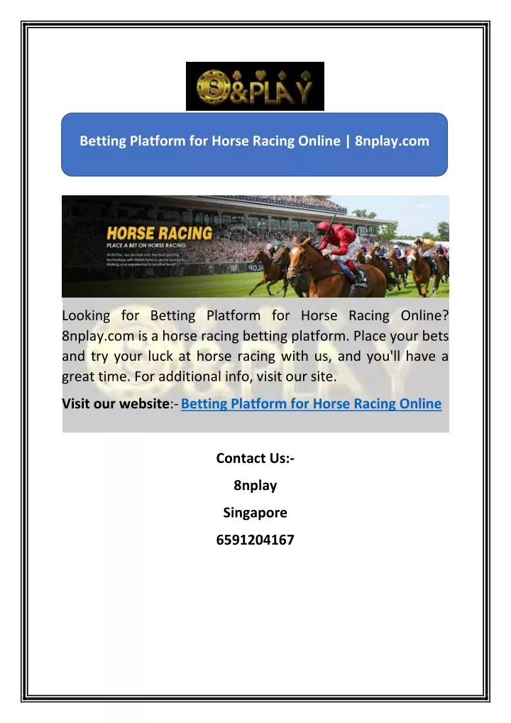 betting platform for horse racing online 8nplay