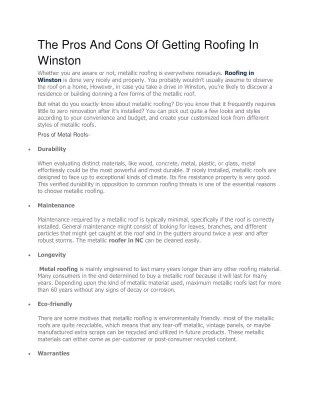 The Pros And Cons Of Getting Roofing In Winston