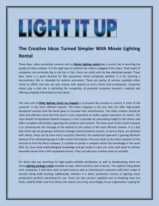 The Creative Ideas Turned Simpler With Movie Lighting Rental