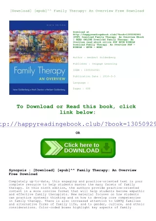 [Download] [epub]^^ Family Therapy An Overview Free Download