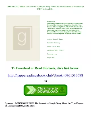 DOWNLOAD FREE The Servant A Simple Story About the True Essence of Leadership [P