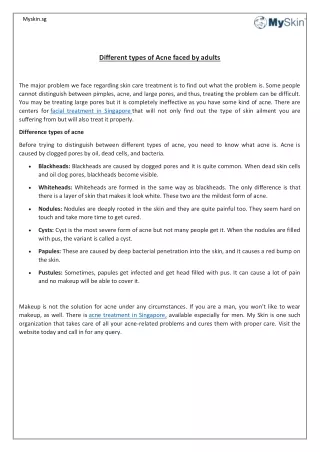 Different types of Acne faced by adults