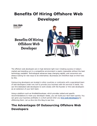 Benefits Of Hiring Offshore Web Developer