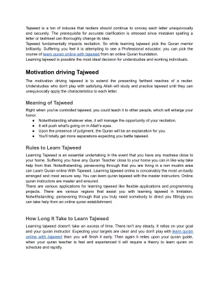 How Tajweed Increase The Understanding Of Quran While Learning Online