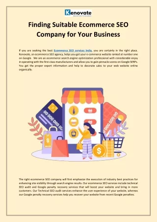 Finding Suitable Ecommerce SEO Company for Your Business