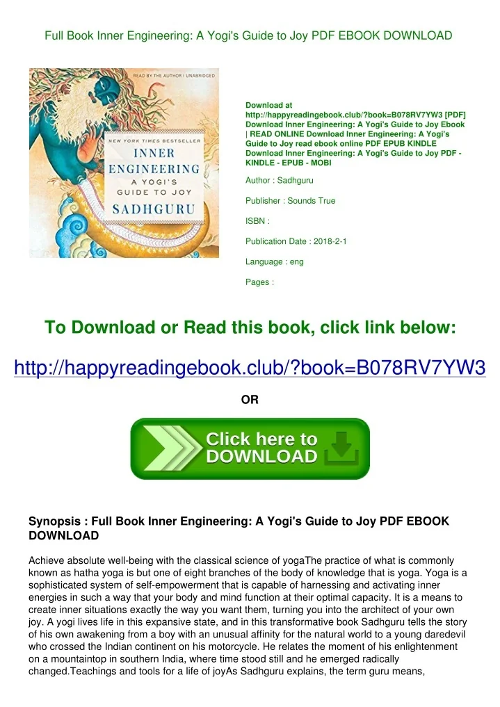 Inner Engineering Instructions.pdf PPT - Full Book Inner Engineering A Yogi's Guide to Joy PDF EBOOK ...