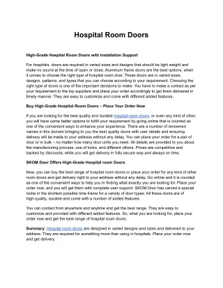 Hospital Room Doors