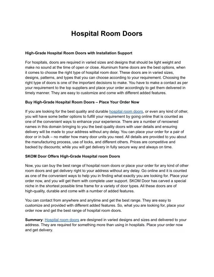 hospital room doors