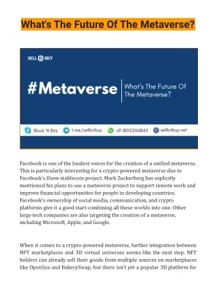 What's The Future Of The Metaverse