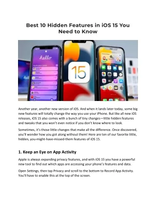 Best 10 Hidden Features in iOS 15 You Need to Know