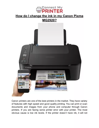 how do i change the ink in my canon pixma mg2920
