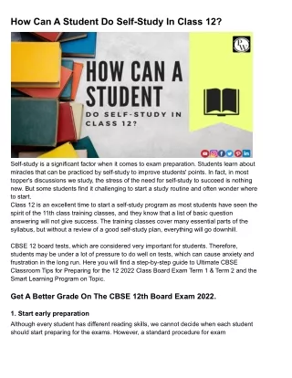 how can a student do self study in class 12