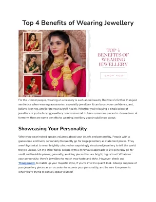 Top 4 Benefits of Wearing Jewellery