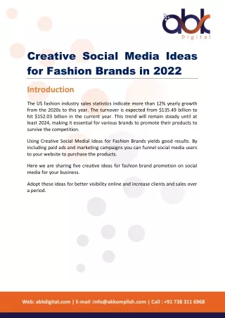 Creative Social Media Ideas for Fashion Brands in 2022 - ABK Digital