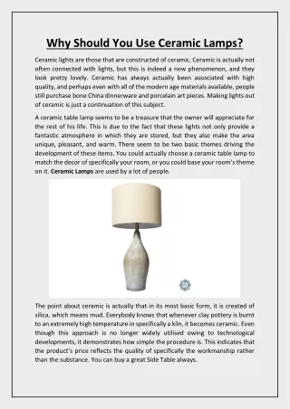 Why Should You Use Ceramic Lamps?