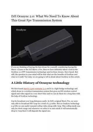 DJI Ocusync 2.0: What We Need To Know About This Great Fpv Transmission System