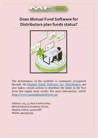 does mutual fund software for distributors plan