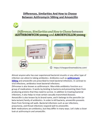 Differences, Similarities And How to Choose Between Azithromycin 500mg and Amoxi