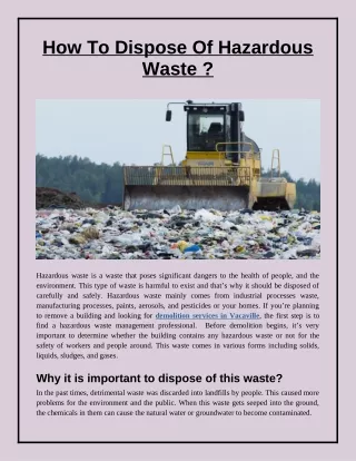 How To Dispose Of Hazardous Waste?