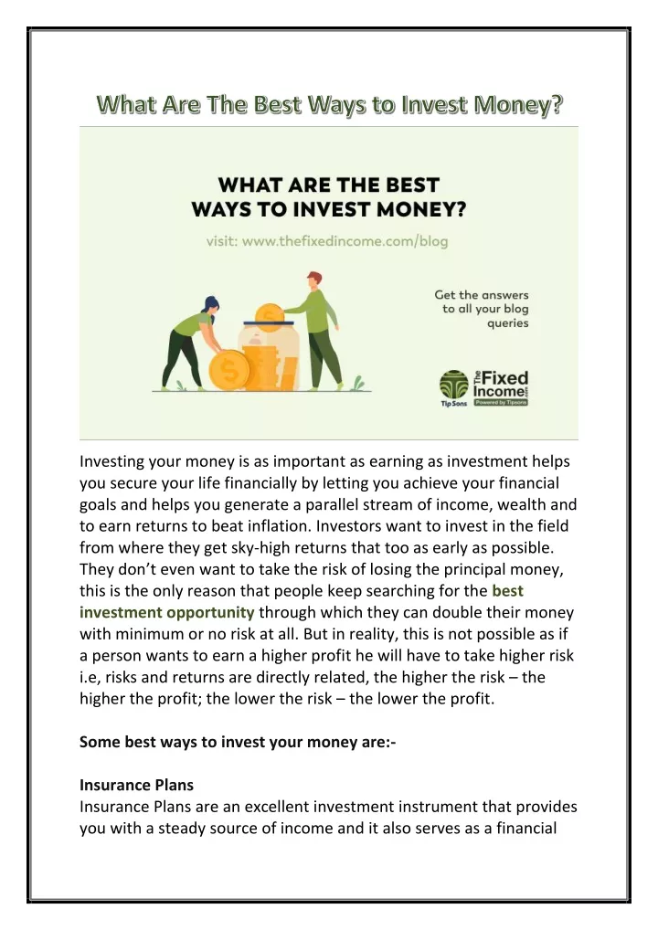 investing your money is as important as earning