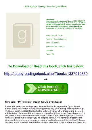 PDF Nutrition Through the Life Cycle EBook