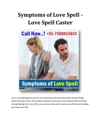 Symptoms of Love Spell  91-7508915833 Call Now Astrologer Baba ji