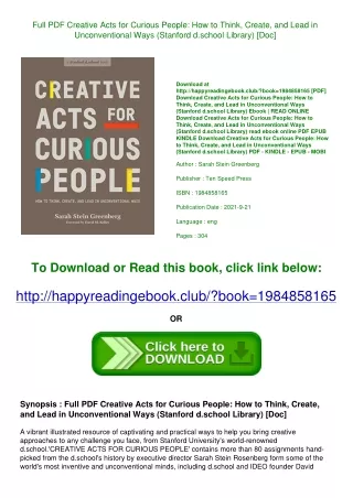 Full PDF Creative Acts for Curious People How to Think  Create  and Lead in Unco